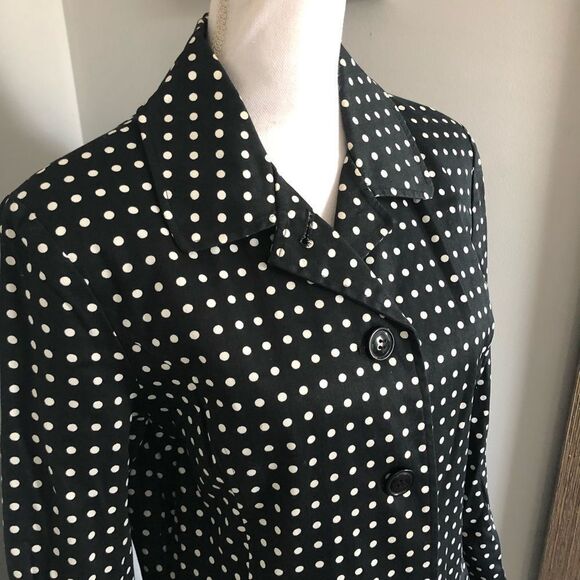 Tally Ho Black & White Polka Dot All Weather Trench Coat - Picture 2 of 6